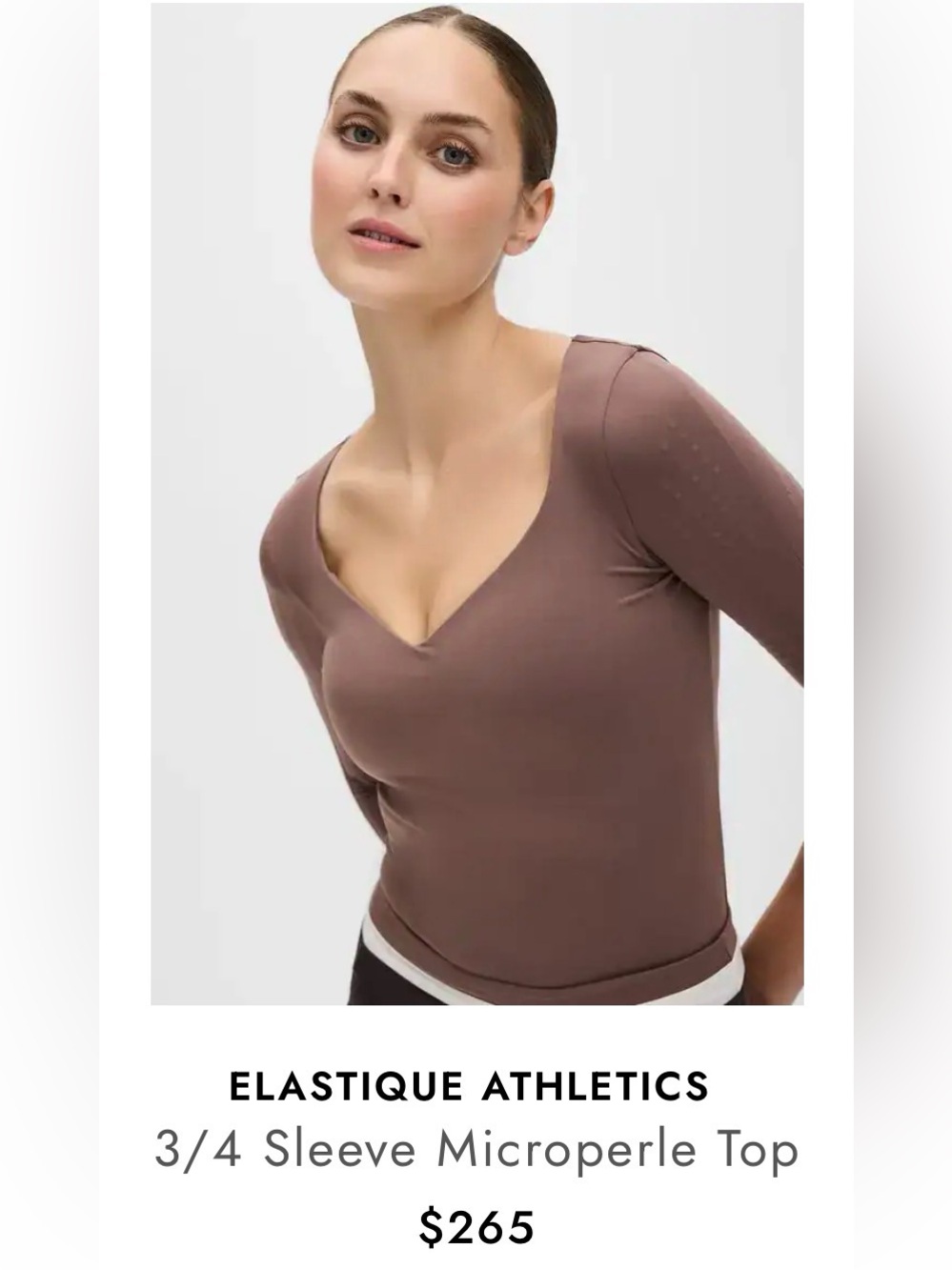 ELASTIQUE XL 3/4 Sleeve MicroPerle Top Orig $265 Excellent Cond in Cappuccino